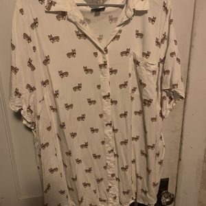 Torrid corgi bowtie short sleeve button up